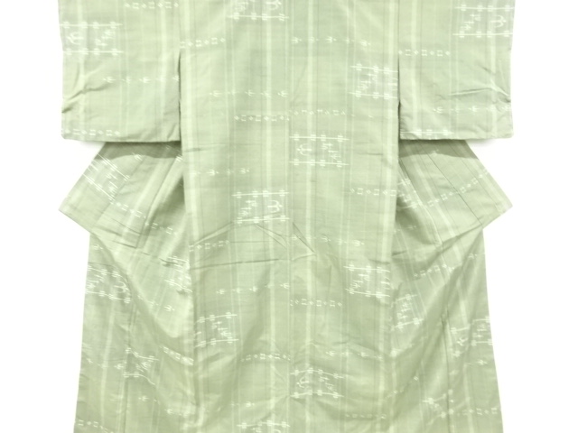 リサイクル　縞に琉球絣柄織り出し手織り紬着物